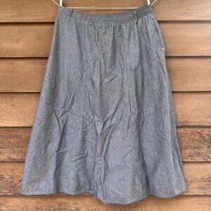 Vintage Orvis Womens Size 16 Gray Cotton Skirt Elastic Waistband Made In USA Sli